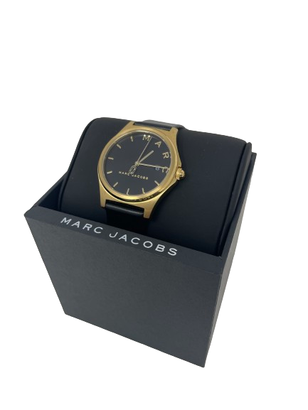 Marc Jacobs Gold w/ Black Leather Strap Ladies Watch