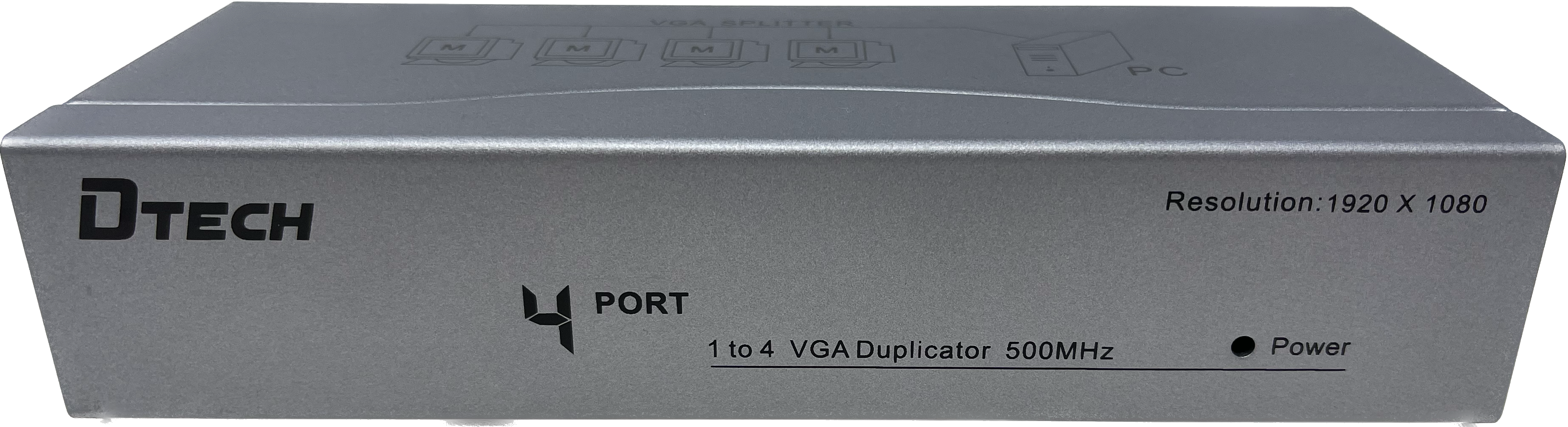 DTECH 4-Port VGA Splitter Box 1 in 4 Out Video Distribution Duplicator