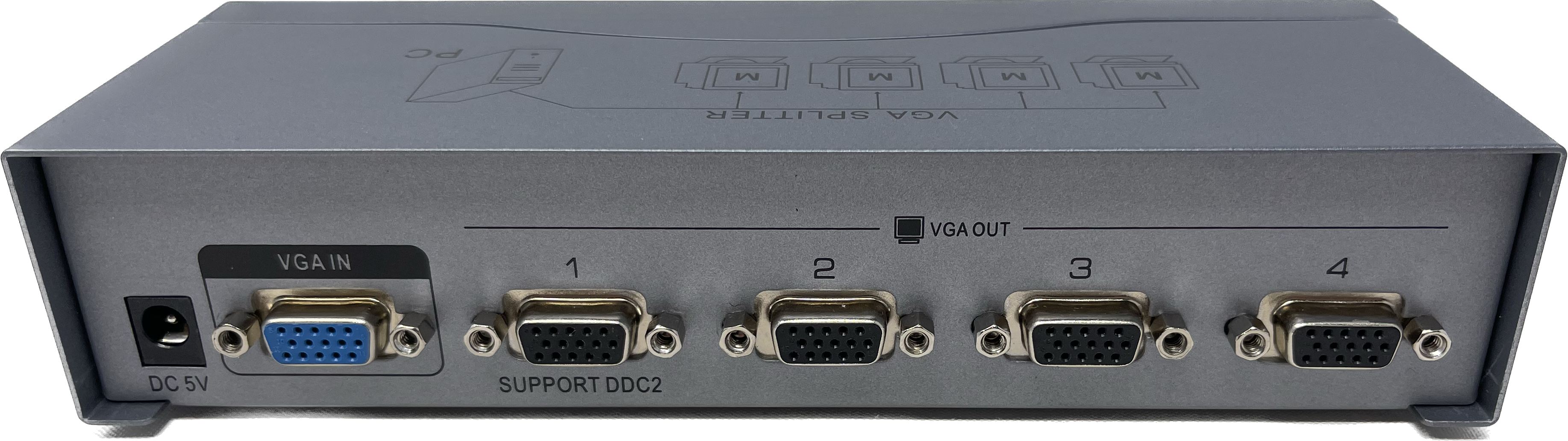 DTECH 4-Port VGA Splitter Box 1 in 4 Out Video Distribution Duplicator