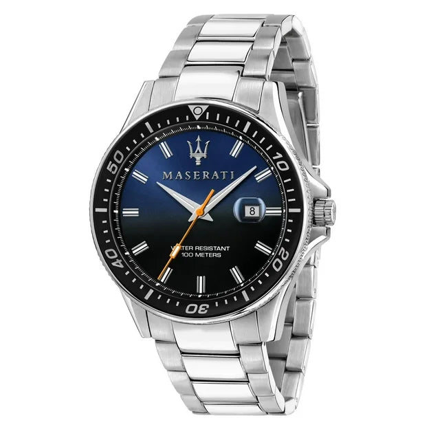 Maserati Sfida Stainless Steel Black And Blue Dial Quartz 100M Men's Watch (R8853140001)