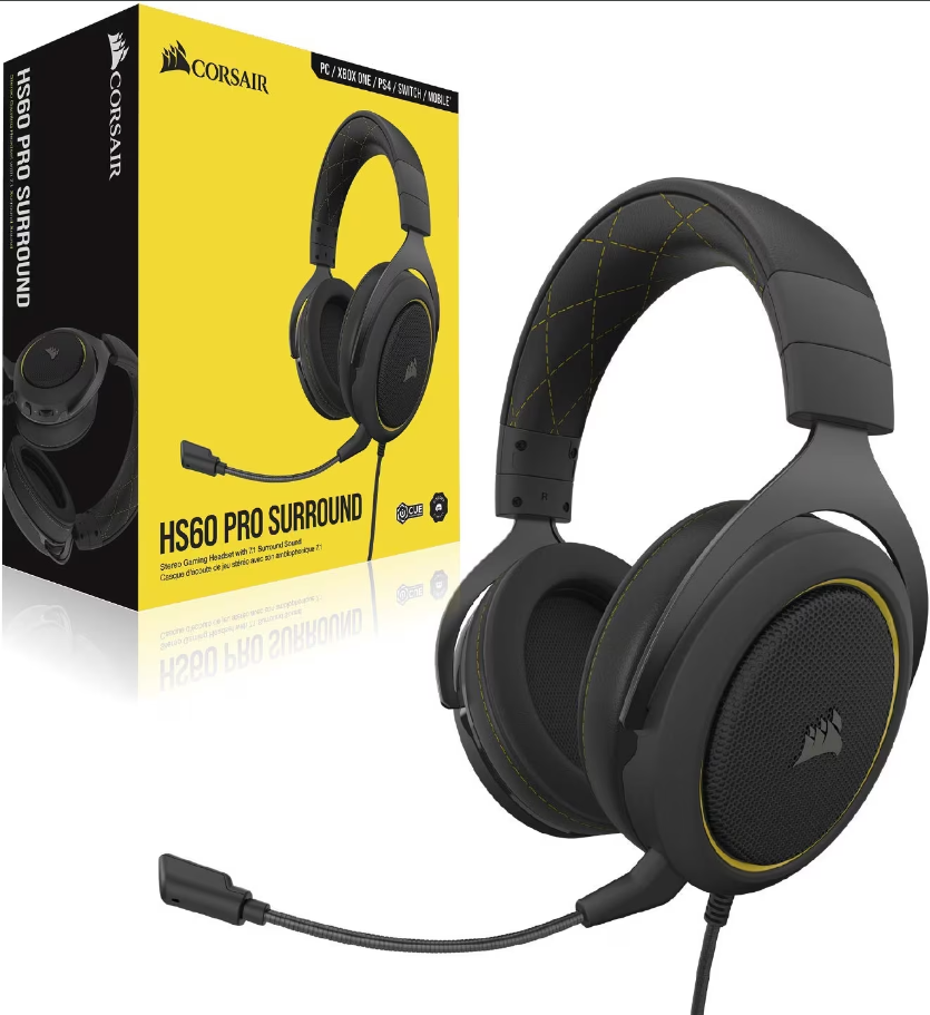 CORSAIR HS60 Pro Surround Gaming Headset - Yellow