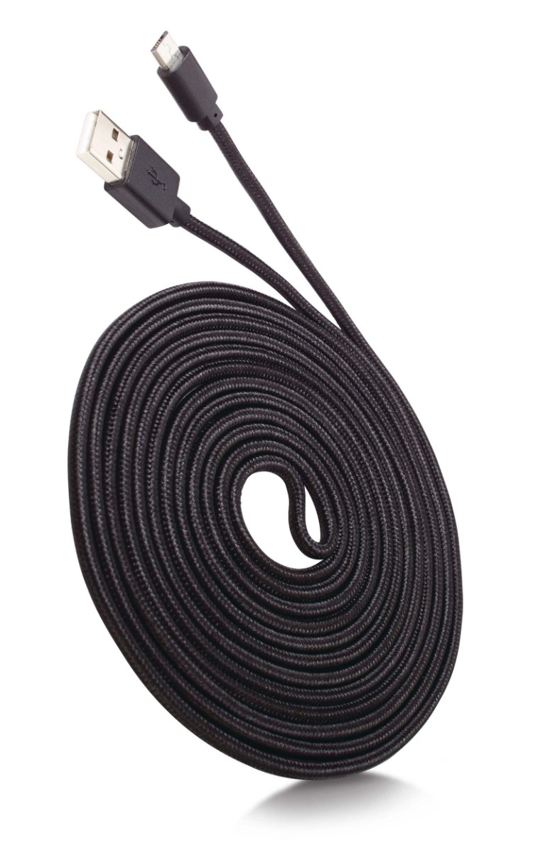 USB to Micro Cable 10ft - Braided (Black) [pack of 3]