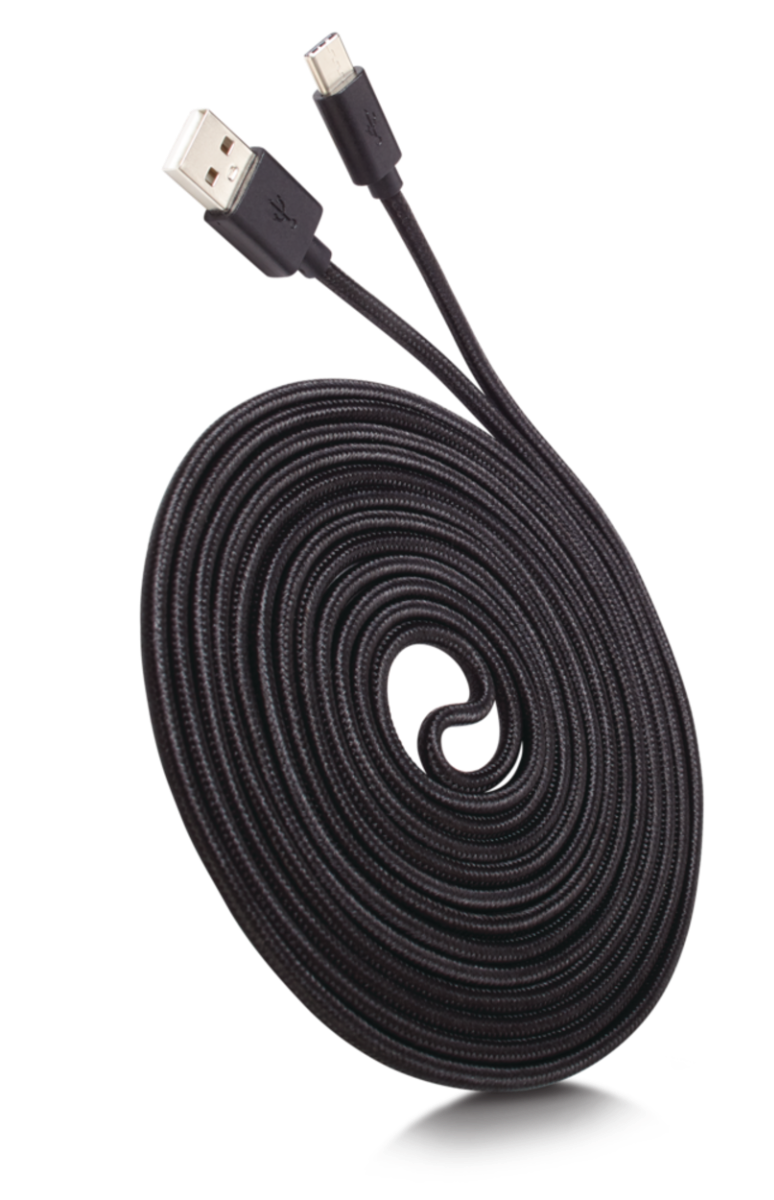 USB to Type C Cable 10ft - Braided (Black) [pack of 3]