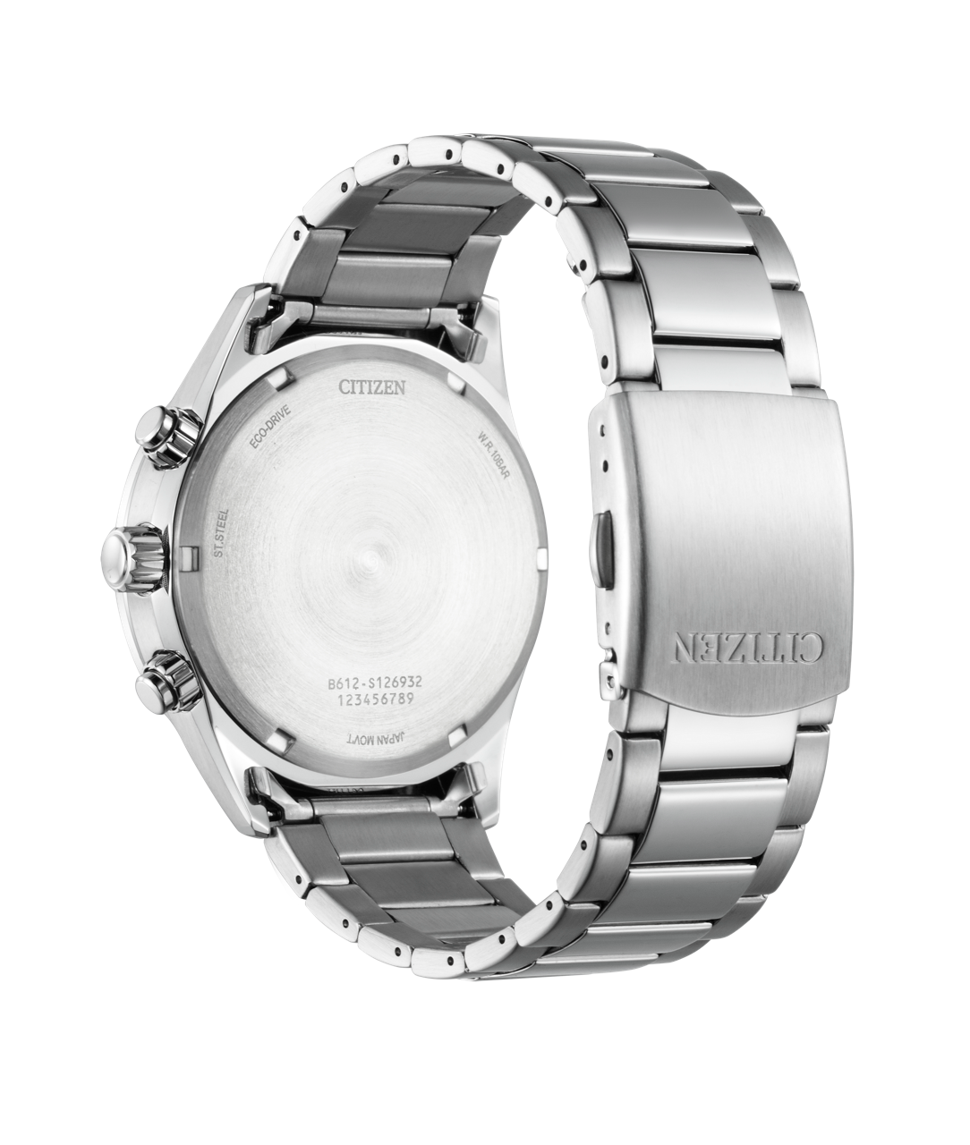 CITIZEN Eco-Drive Men's Chronograph Blue Dial Sport Steel Watch (B612-S126932)