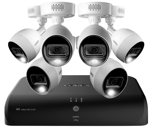 Lorex 4K 12-Channel DVR System (Black) & 6x Cameras (White)