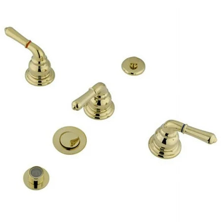 Kingston Brass Three Handle Bidet Faucet with Brass Pop-up - Polished Brass