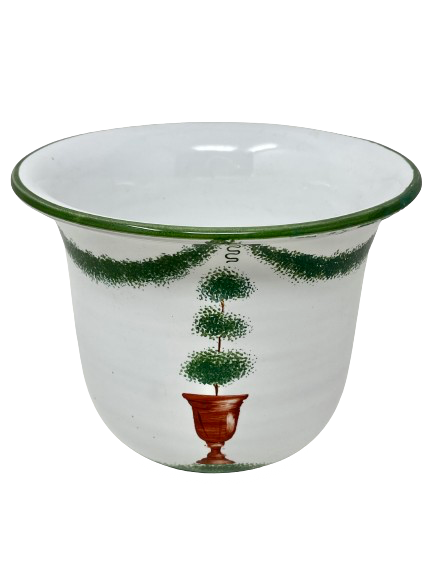 Alabaster Giardino Hand Painted Topiary Cache Pot (Deruta of Italy)