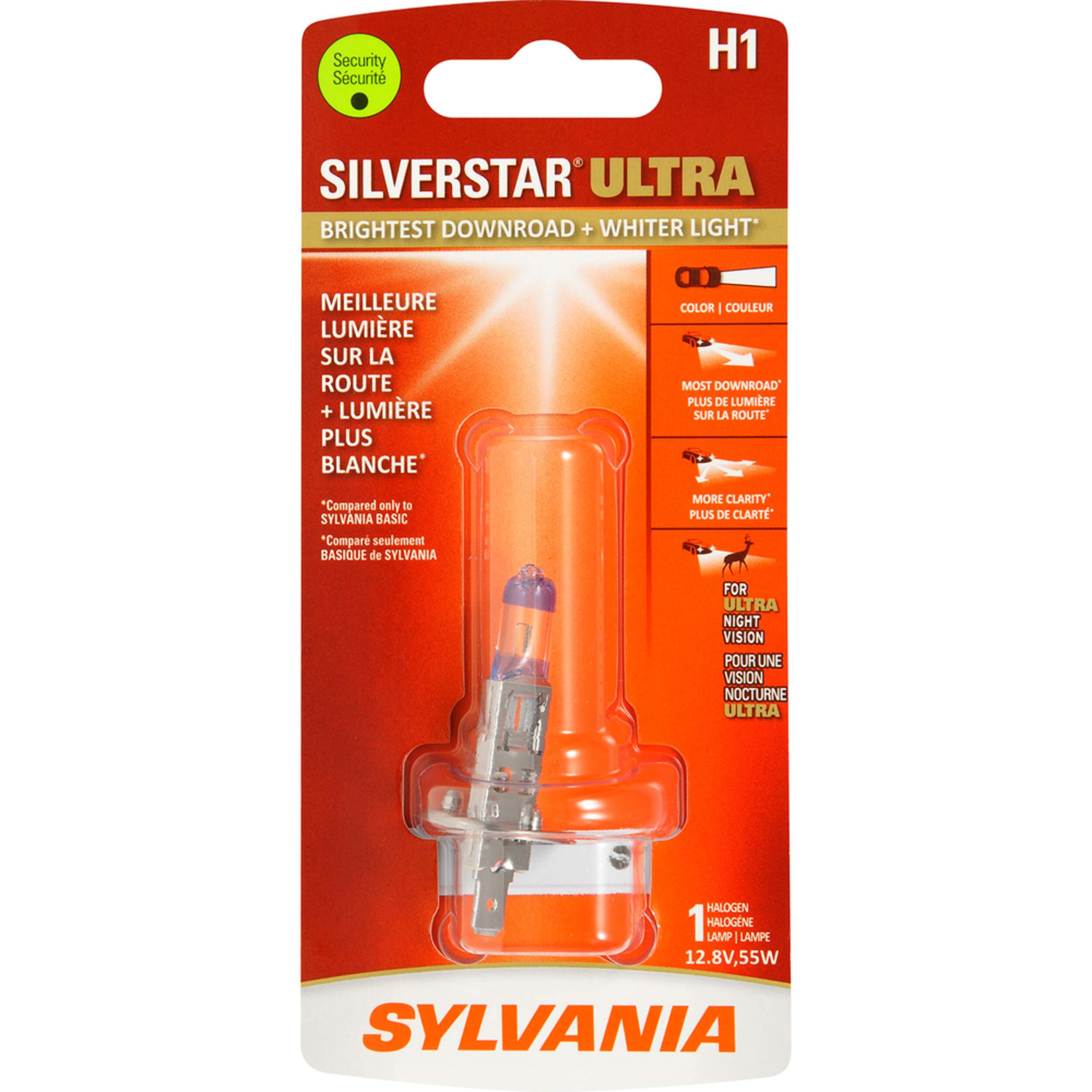 SYLVANIA H1 SilverStar ULTRA Halogen Headlight Bulb, White Light (1-pack)