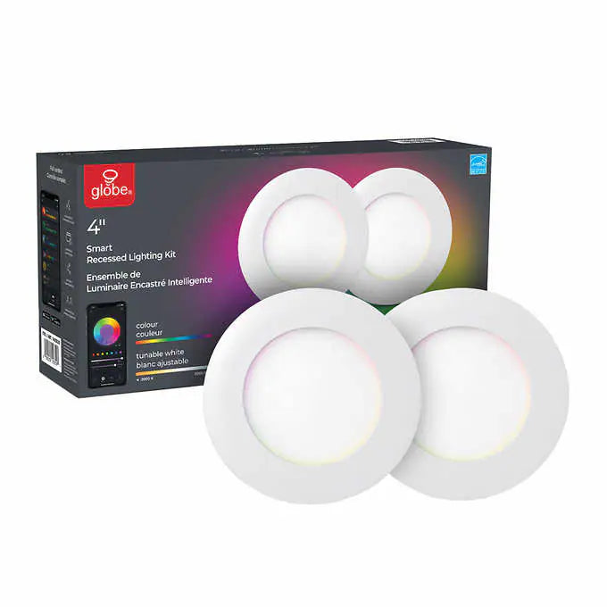 Globe Electric Smart 4 in. Slim LED Recessed Lighting Kit 2 pack