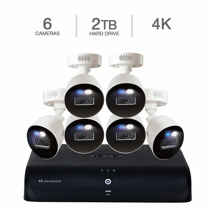 Lorex 4K Wired Security System with Dual Warning Lights  (6 Cameras)  **Without DVR**