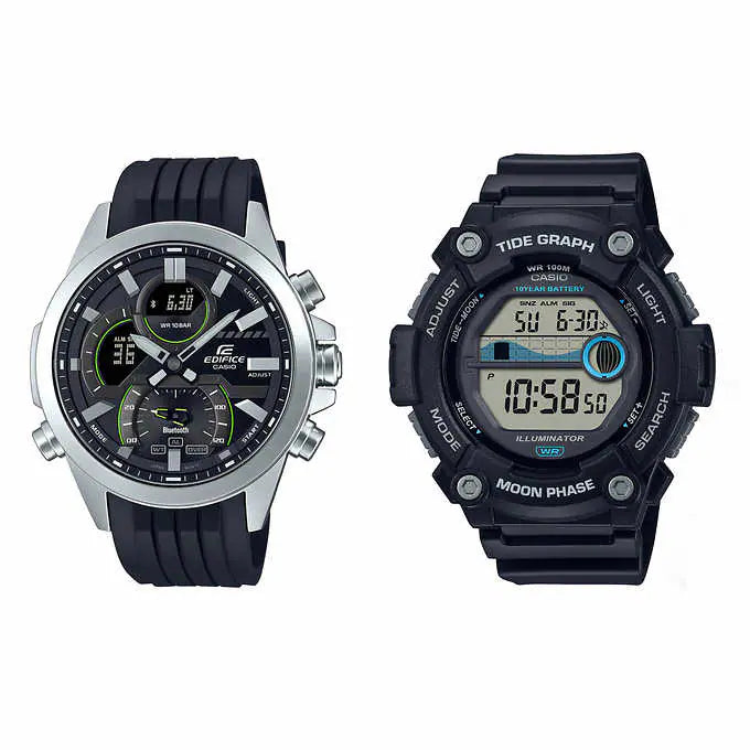 Casio Work and Play Men’s 2-watch Bundle (ECB-30P-1A / WS-1300H-1A)