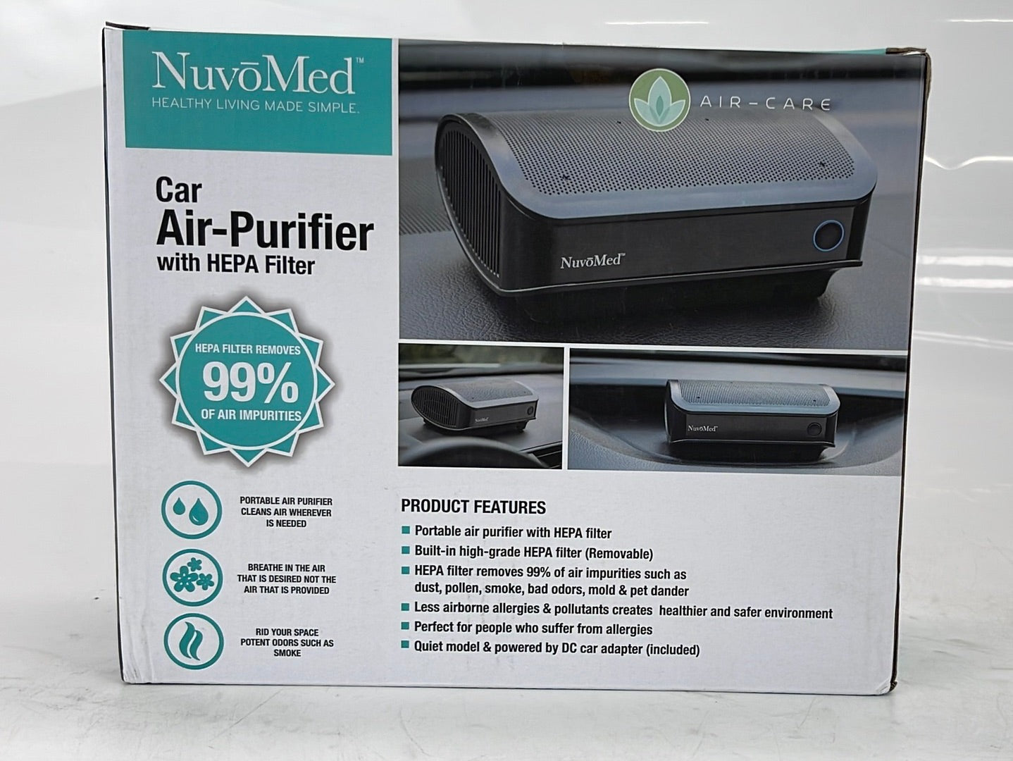NuvoMed Car Air Purifier with HEPA Filter