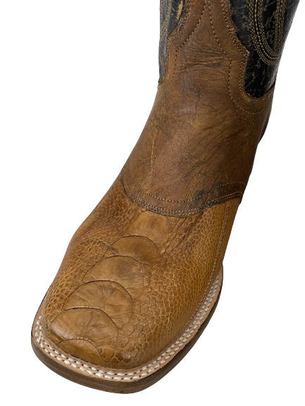 Roper Mens Deadwood Western Boots Brown Ostrich Leg Vamp (Size: USM 9.5)