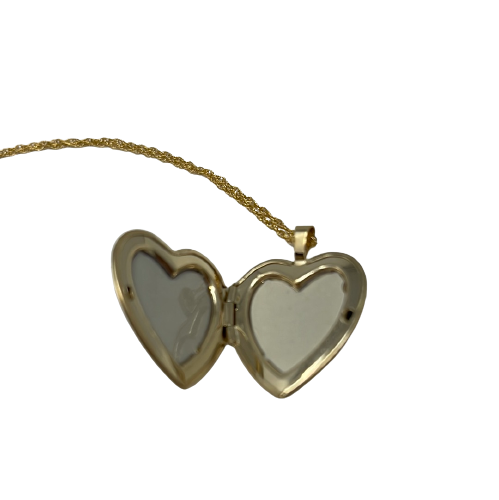 Yellow-Gold Heart Locket - With Space Inside for Personal Pictures