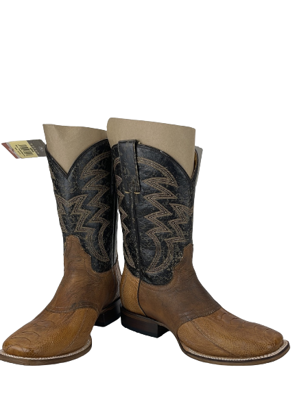 Roper Mens Deadwood Western Boots Brown Ostrich Leg Vamp Size