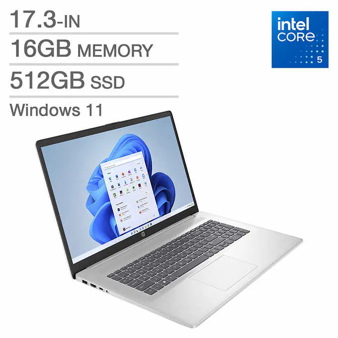 HP 17.3 in. Laptop, Intel Core 5 120U - 16GB RAM, 512GB SSD