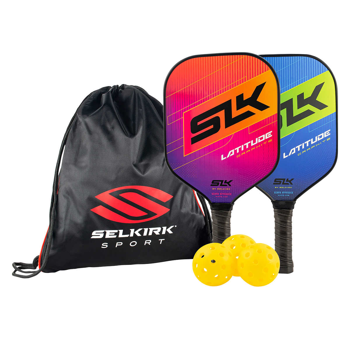 Selkirk SLK Latitude Pickleball Bundle- 2 Paddles, 3 Balls, and 1 Bag (*missing 1 ball*)