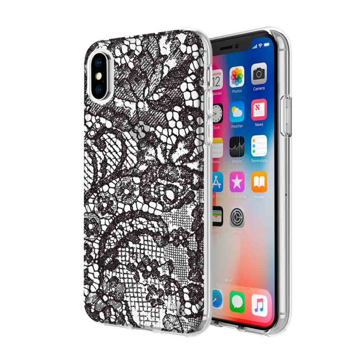 Incipio iPhone X Kendall + Kylie Protective Printed Case with Lace Print - Black