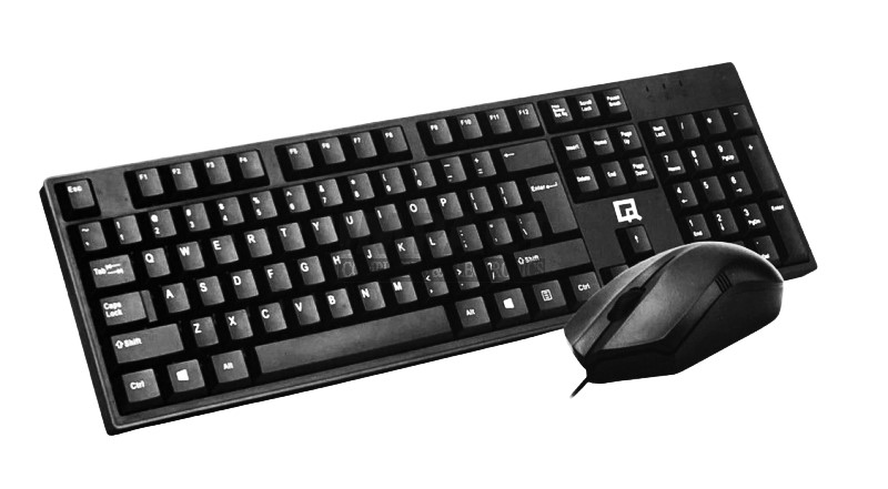 QR QR-70 Wired Keyboard and Optical Mouse - Black