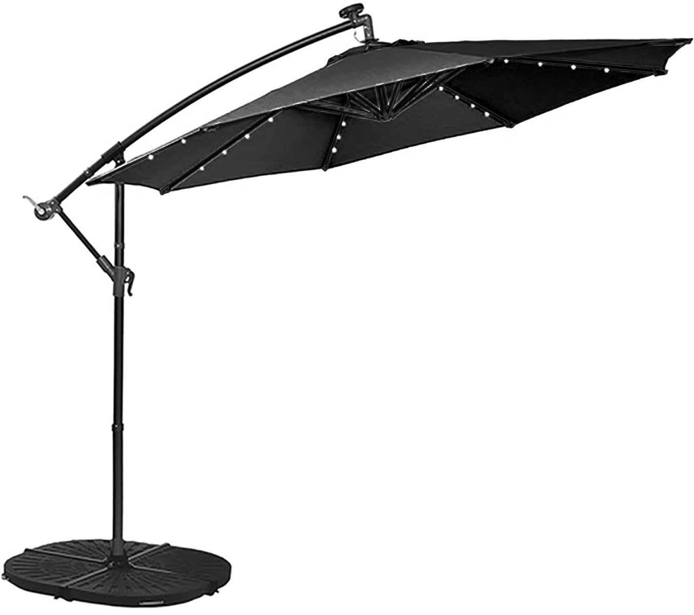 Big Box 10ft Solar LED Offset Umbrella - Onyx (Black)