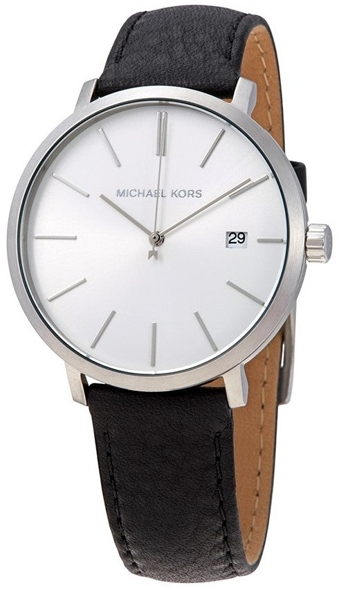 Michael Kors MK8674 Men's Blake Silver Dial Black Leather Watch