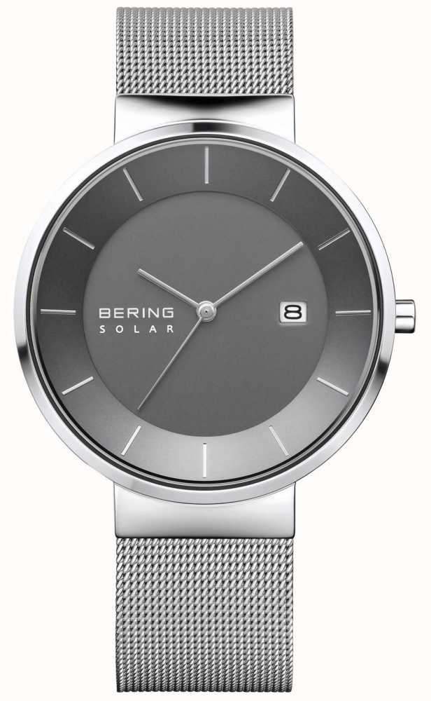 BERING Men's Solar Watch With Stainless Steel Mesh Strap (14639-309)