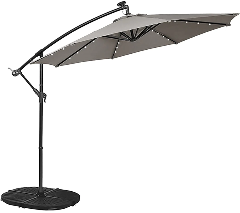 Big Box 10ft Solar LED Offset Umbrella - Slate (Dark Grey)
