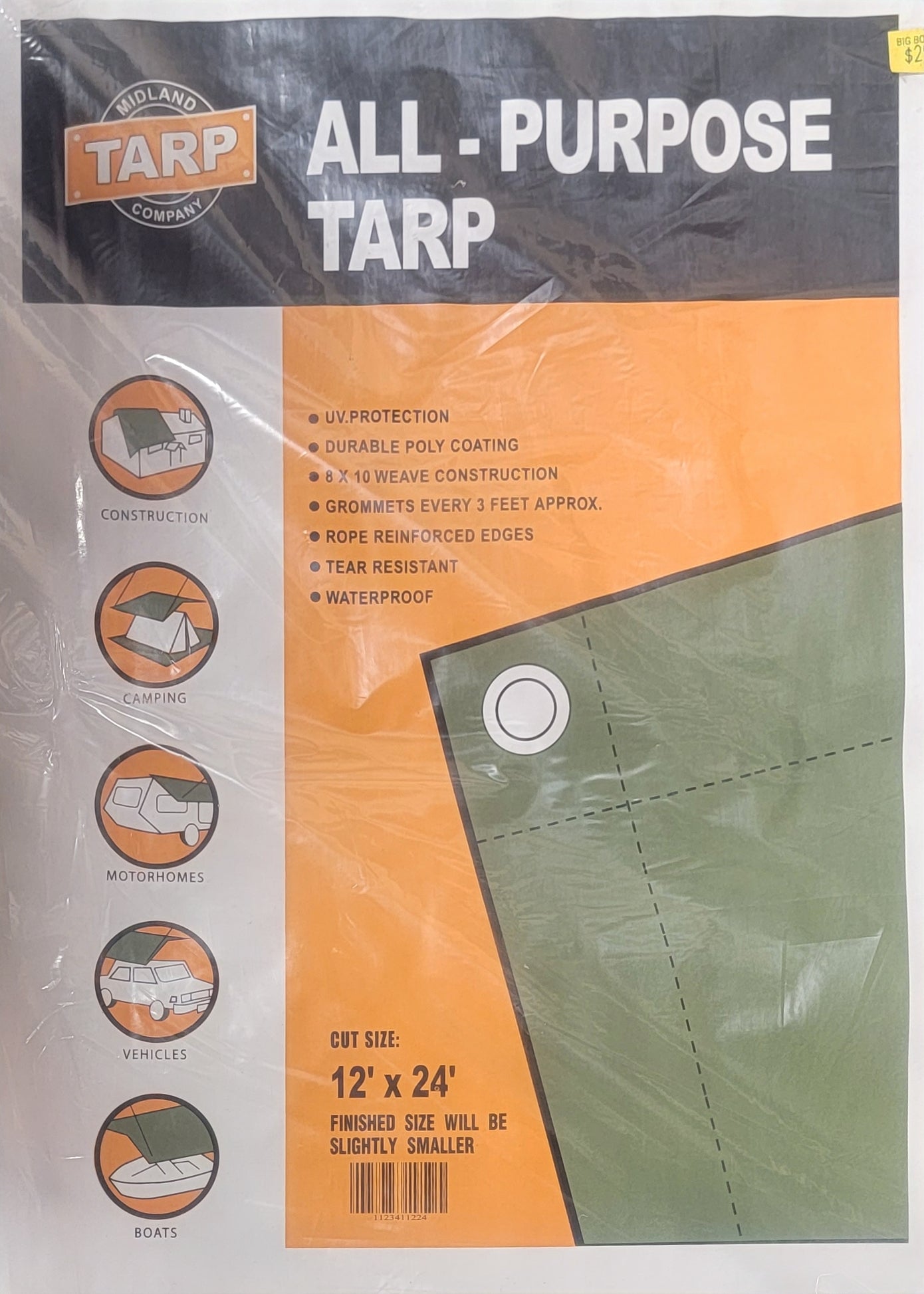 Midland Tarps All Purpose Green Tarp 12' x 24'