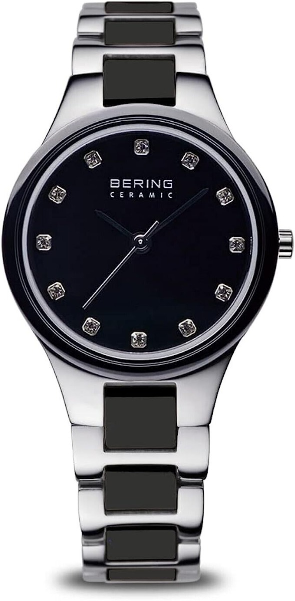 BERING 32327-749 Women's Watch Ceramic Stainless Steel Sapphire Glass - Black/Silver