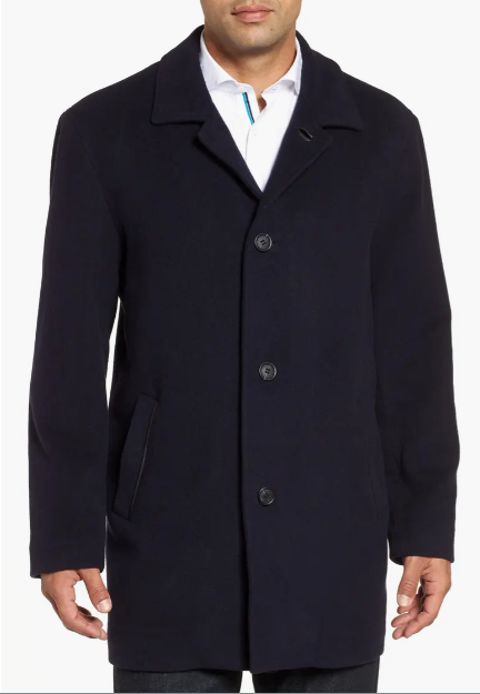 Cole Haan Wool Blend Overcoat - Navy (Size M)