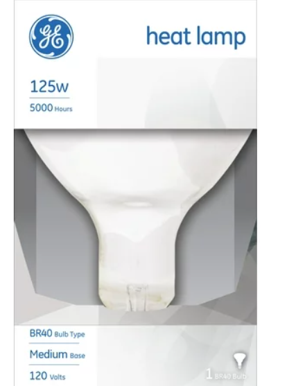 GE Incandescent Indoor Heat Lamp Soft White Light Bulb, 125 Watt E26 Base BR40 