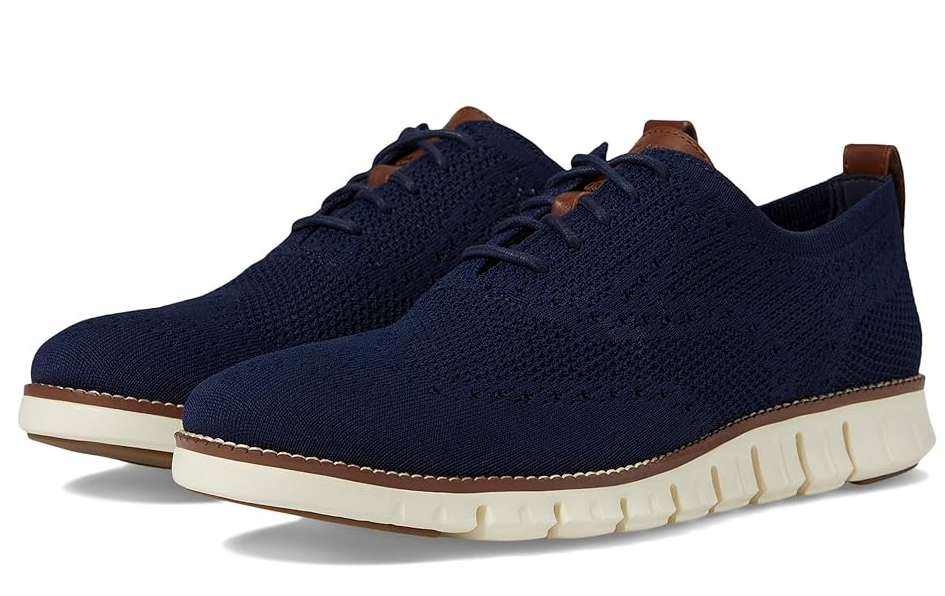 Cole Haan ZEROGRAND Stitchlite Wingtip Oxford Shoes Men s 10.5 Marine Blue Ivory