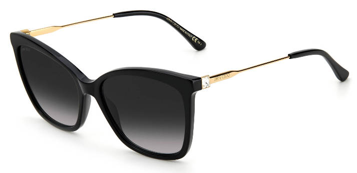 Jimmy Choo Maci's Cat Eye Sunglasses, Black/Gold Frame