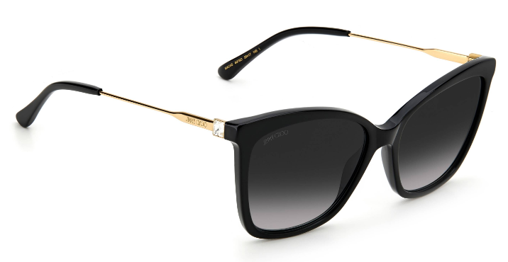 Jimmy Choo Maci's Cat Eye Sunglasses, Black/Gold Frame