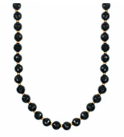 Black Onyx and 14Kt Yellow Gold Necklace