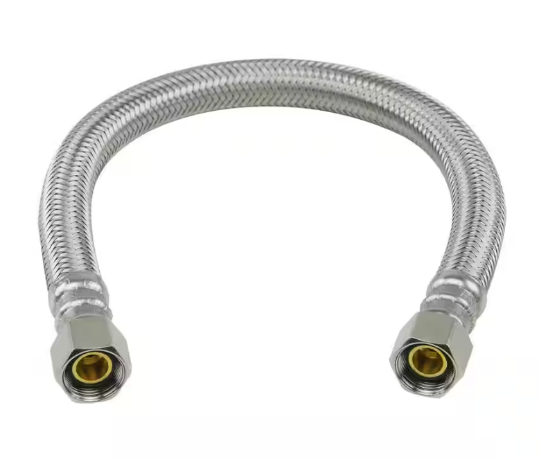 12" Braided Stainless Steel Hose Faucet Connector (3/8" X 3/8")