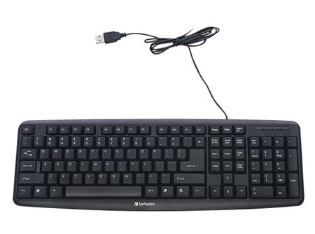Verbatim Slimline Corded USB Keyboard  Black