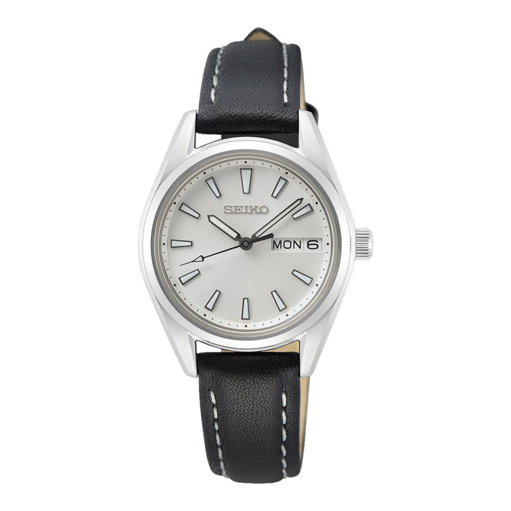Seiko Analog Wristwatch with Leather Strap Black (SUR455P1F)