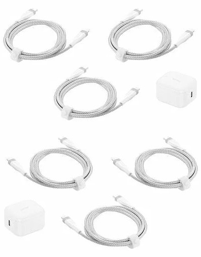 Ubio Labs 20W USB-C to Lightning Cables Fast Charge Bundle (4 Power Adapters + 6 Lightning Cables)