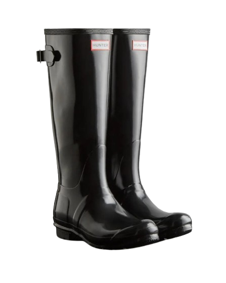 HUNTER Women's Original Tall Gloss Rain Boots - Black (US 6)