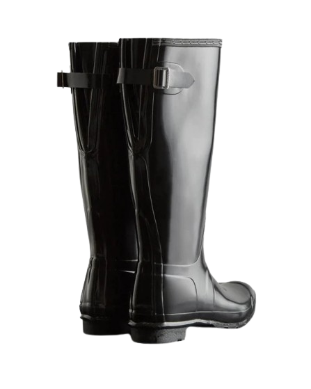 HUNTER Women's Original Tall Gloss Rain Boots - Black (US 6)