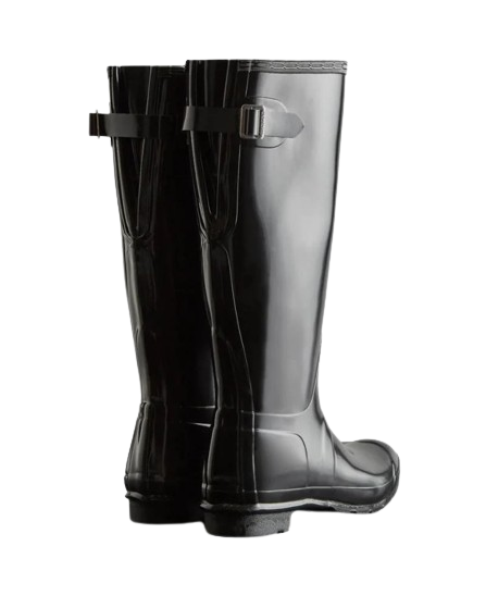Black shiny hunter boots discount